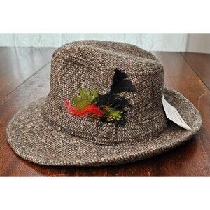 Jonathan Richards "Robbie" Taupe 100% Wool Tweed Fedora 55/6 3/4 NWT